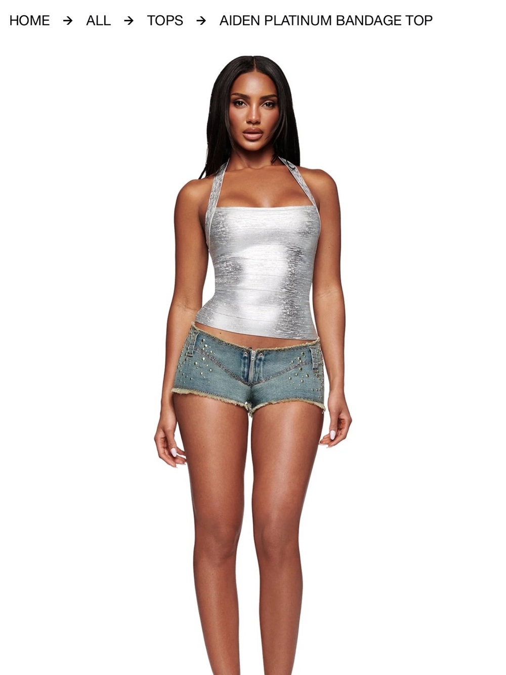 IAMGIA AIDEN PLATINUM BANDAGE TOP IN SILVER